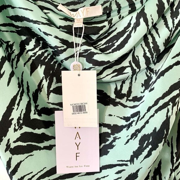 NORDSTROM Wayf Women's Mint Green & Black Zebra PrintTop Size M - NWT $49 - Picture 3 of 4